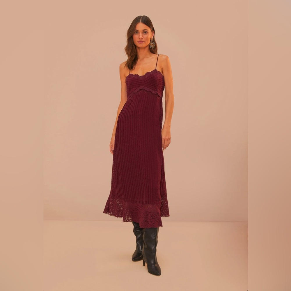 Farm Rio Purple Lace Sleeveless Midi Dress